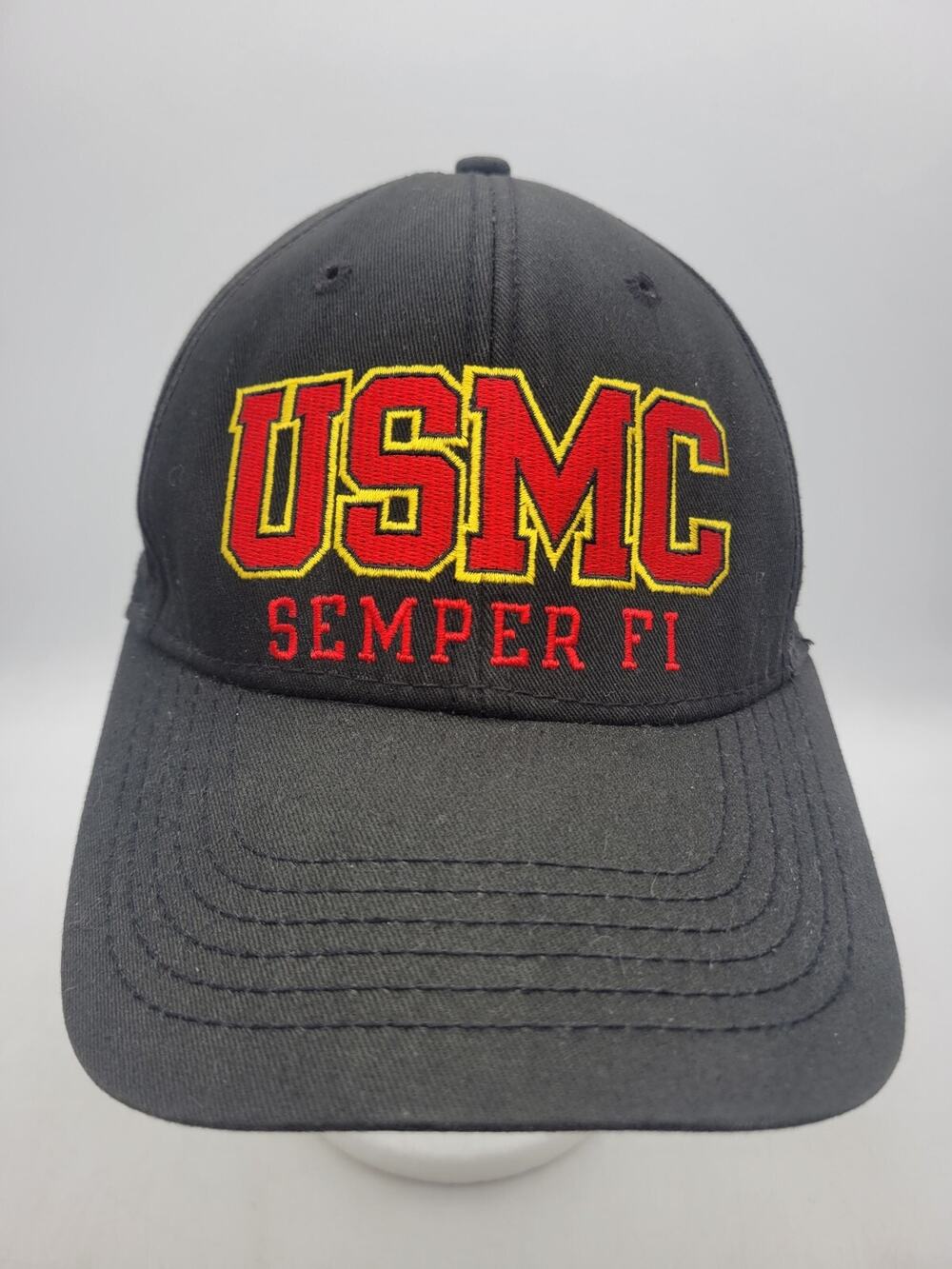 USMC Semper Fi U.S. US Marines Black Adjustable Embroidered Cap Hat By HighVis